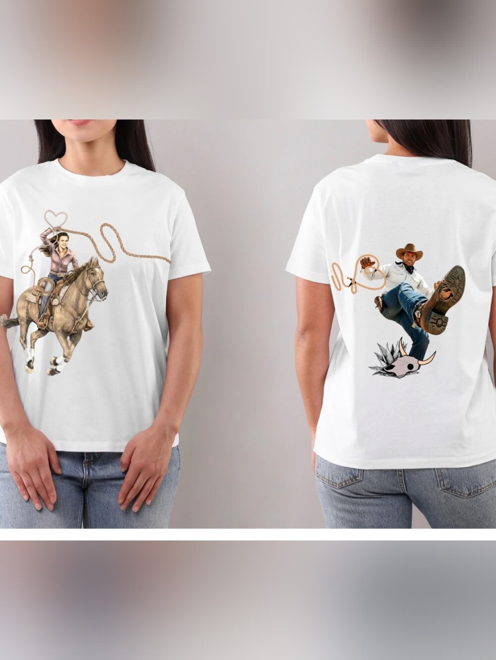 Luxury Front & Back "Lasso My Cowboy" Graphic Tee - Size L